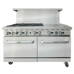 60’’ Combination Gas Ranges - 6 Burners, 2 Ovens and Griddle (Gas Hot Plate)