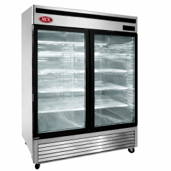 54" Double Sliding Glass Door Refrigerator